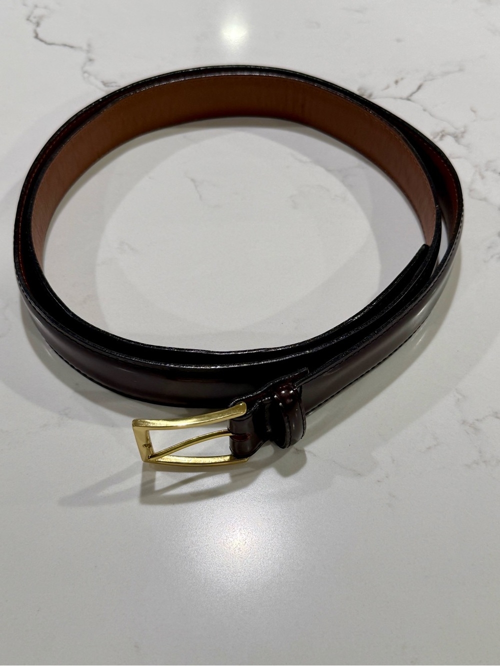 Brighton Anilina Men's Glazed Brown Leather Belt Size 48 USA EUC